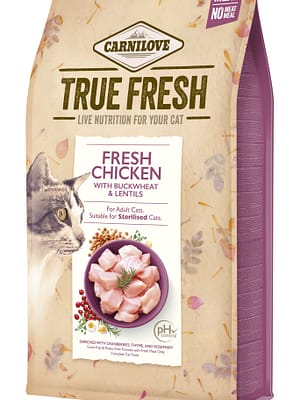8595602561483.jpg 1,8 kg. Carnilove True Fresh teravilja-ja kartulivaba täissööt kassidele kanalihaga