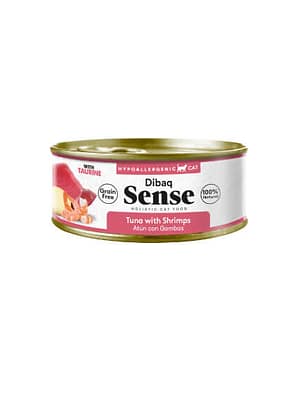 Dibaq Sense kassikonserv tuunikala ja krevett 70 gr. Dibaq Sense teraviljavaba konservsööt tuunikala ja krevetiga