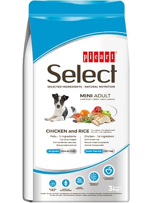 8436011150816.jpg 3 kg. Select Mini Adult gluteenivaba täissööt väikest kasvu täiskasvanud koertele kanaliha ja riisiga