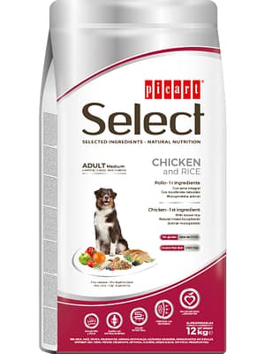 8436011152285.jpg 12 kg. Select Adult Medium täissööt keskmist kasvu täiskasvanud koertele kanaliha ja riisiga