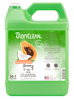 2in1 suur TropiClean looduslik seebivaba 2 in 1 šampoon/palsam kontsentraat koertele ja kassidele 3,78 L.