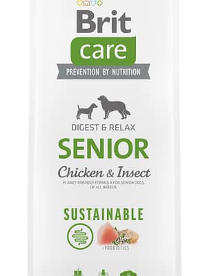 8595602558773.jpg 12 kg. Brit Care Sustainable Senior gluteenivaba täissööt eakatele koertele putukavalgu ja kanalihaga