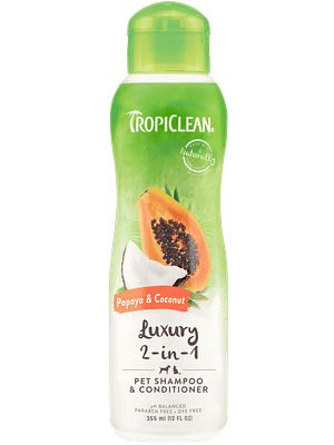 2in1 väike TropiClean looduslik seebivaba 2 in 1 šampoon/palsam koertele ja kassidele 355 ml.