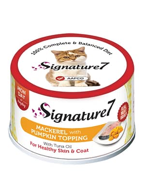 0013964339055.jpg 70 gr. Signature7 konservsööt igas vanuses kassidele liha kastmes makrelli ja kõrvitsaga