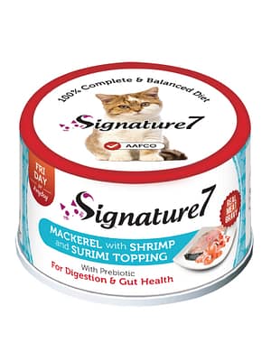 0013964339093.jpg 70 gr. Signature7 konservsööt liha kastmes igas vanuses kassidele makrelli, kreveti ja surimiga