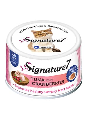 0653871285399.jpg 80 gr. Signature7 pasteet igas vanuses kassidele kanaliha, tuunikala ja jõhvikatega