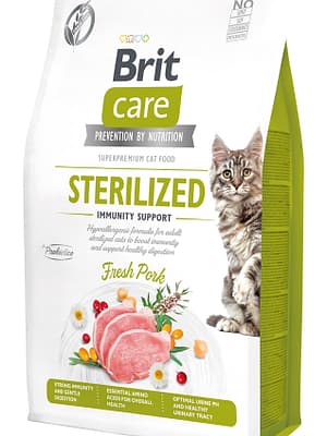 8595602565078-1.jpg 2 kg. Brit Care teraviljavaba täissööt steriliseeritud/kastreeritud kassidele sealihaga