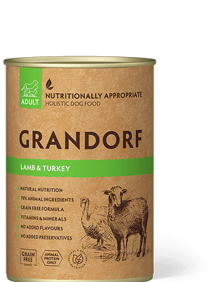 lamb and turkey 400 gr. Grandorf teraviljavaba konservsööt täiskasvanud koertele lamba-ja kalkunilihast