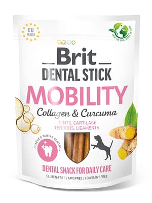 8595602564361.jpg Brit Dental Stick Mobility taimsed glükosamiiniga närimispulgad koertele, pakendis 7 tk., 251 gr.