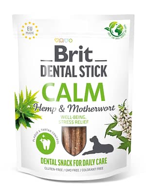 8595602564385.jpg Brit Dental Stick Calm stressi maandavad taimsed närimispulgad koertele, pakendis 7 tk., 251 gr.