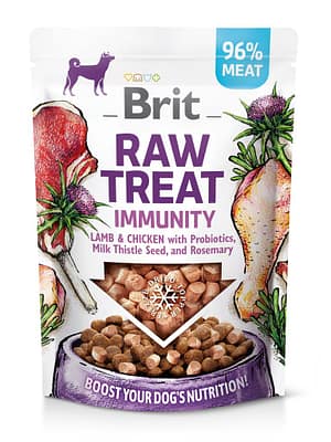 8595602564453.jpg Brit Care Raw Immunity külmkuivatatud maiused koertele kana-ja lambalihast 40 gr.