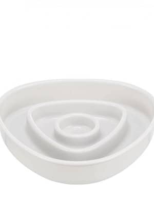 slow-feed-plast-kauss-0.35 Aeglaseks söömiseks valget värvi plastikust kauss kassidele, maht 350 gr.