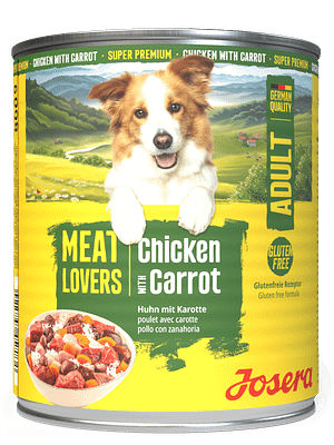 4032254798224_Dog_Josera_Meatlovers_Menu_ChickenCarrot_800g_frontal 6 x 400 gr. Josera Menu teraviljavaba konservsööt täiskasvanud koertele kanaliha & porgandiga