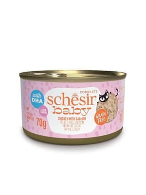 L-00692 70 gr. Schesir Baby Cat teraviljavaba märgtoit kassipoegadele kanaliha ja lõhega