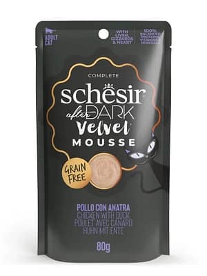 L-00714 80 gr. Schesir After Dark Velvet teraviljavaba vaht täiskasvanud kassidele kana-ja pardilihaga