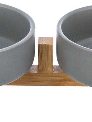 set Keraamilised kausid bambusest jalgadel, maht 2 x 0.3 l.