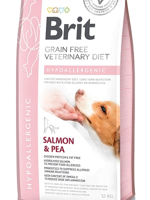 8595602528035.jpg 12 kg. Brit Veterinary Diet Hypoallergenic teraviljavaba erisööt dermatoloogiliste ja seedetrakti probleemidega koertele lõhega