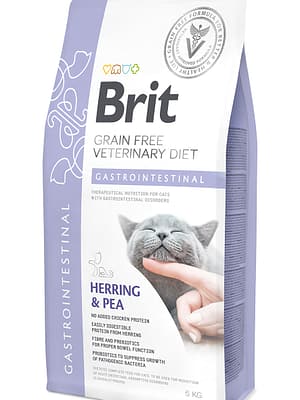 8595602528448.jpg 5 kg. Brit Veterinary Gastrointestinal teraviljavaba erisööt seedetrakti häiretega kassidele heeringaga