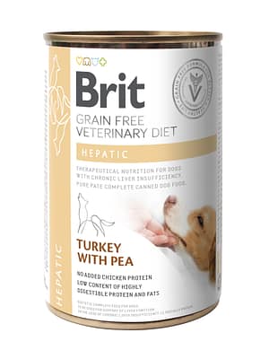 8595602536030.jpg 400 gr. Brit Veterinary Hepatic teraviljavaba konservsööt kahjustatud maksatalitlusega koertele kalkunilihaga