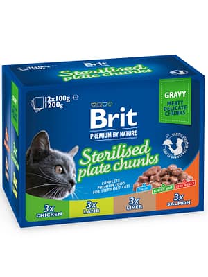 8595602548514.jpg 12 x 100 gr. Brit Premium Sterilised Family multipakk märgtoit kassidele