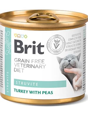 8595602549863.jpg 200 gr. Brit Veterinary Struvite teraviljavaba konservsööt struviitkivide lahustamiseks ja struviitkivide taastekke vähendamiseks kassidele kalkunilihaga