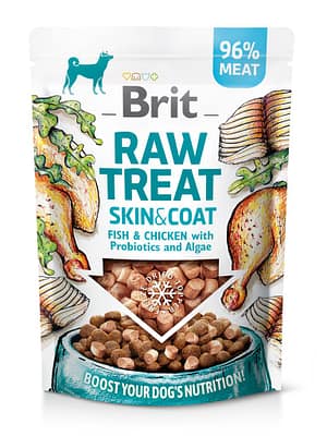 8595602564446.jpg 40 gr. Brit Raw külmkuivatatud maius Skin & Coat koertele kanalihast ja kalast