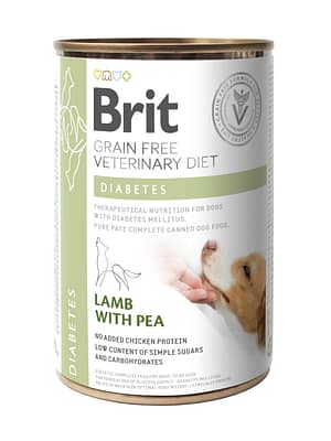 diabetes 400 gr. Brit Veterinary Diabetes teraviljavaba konservsööt koerte melliitdiabeedi ravi toetuseks lambalihaga