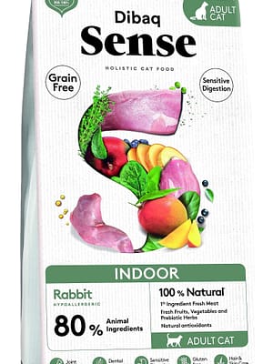1,5 kg. Dibaq Sense Indoor teraviljavaba täissööt tubastele täiskasvanud kassidele küülikulihaga