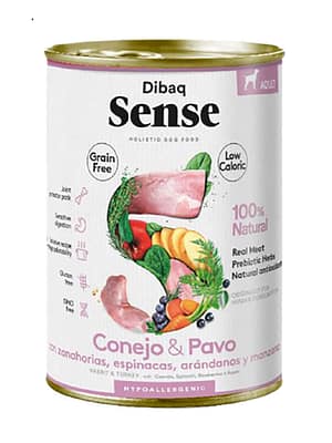 senseküülik 380 gr. Dibaq Sense teraviljavaba konservsööt täiskasvanud tundliku seedimisega koertele küüliku-ja kalkunilihaga