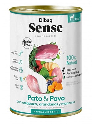 sensepart 380 gr. Dibaq Sense teraviljavaba konservsööt täiskasvanud koertele pardi-ja kalkunilihaga