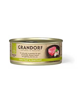 grandorf-konserv 6 x 70 gr. Grandorf  teraviljavaba konservtoit kassidele tuunikala-ja krabifilee omas mahlas