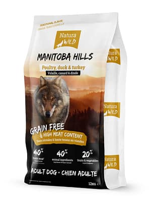 natura-wild-manitoba-hills-12kg 12 kg. Natura Wild Manitoba Hills teraviljavaba täissööt täiskasvanud koertele kana-, pardi- ja kalkunilihaga