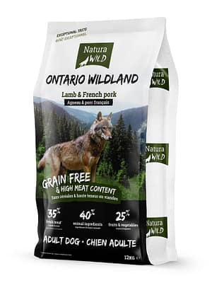 natura-wild-ontario-wildland-12kg 12 kg. Natura Wild Ontario Wildland teraviljavaba täissööt igas suuruses täiskasvanud koertele lamba-ja sealihaga