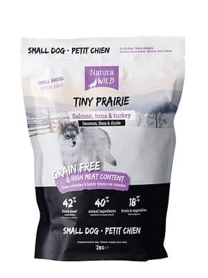 natura-wild-tiny-prairie-2kg 2 kg. Natura Wild Tiny Prairie teraviljavaba täissööt täiskasvanud koertele kaaluga alla 10 kg. lõhe, tuunikala ja kalkunilihaga