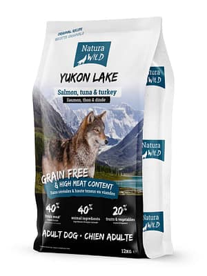 natura-wild-yukon-lake-12kg 12 kg. Natura Wild Dog Yukon Lake teraviljavaba täissööt igas suuruses täiskasvanud koertele lõhe, tuunikala ja kalkunilihaga