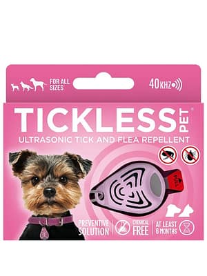 Version 1.0.0 TICKLESS PET Ultraheliripats kassidele ja koertele puukide ja kirpude vastu (roosa)