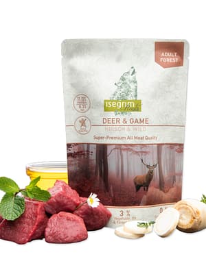 deer and game 410 gr. Isegrim Roots teraviljavaba konservsööt täiskasvanud koertele hirve-ja ulukilihaga