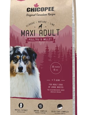 4015598015370.jpg 15 kg. Chicopee CNL Maxi Adult nisuvaba täissööt suurt kasvu täiskasvanud koertele kodulinnuliha ja hirsiga