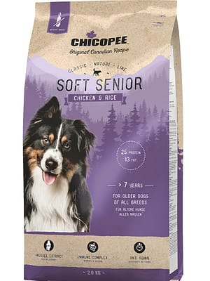 4015598015431.jpg 2 kg. Chicopee CNL Soft Senior nisuvaba poolpehme täissööt seeniorkoertele kanaliha & riisiga