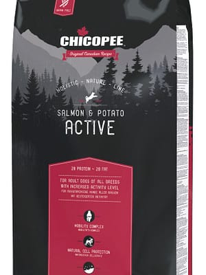 4015598015578.jpg 12 kg. Chicopee HNL Active teraviljavaba täissööt aktiivsetele/töötavatele täiskasvanud koertele lõhe & kartuliga