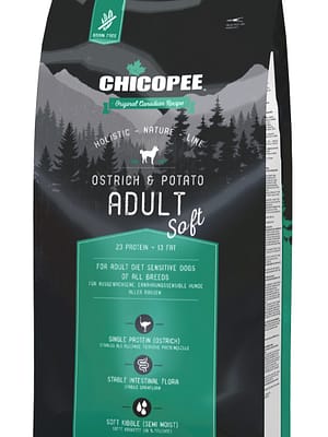 4015598015639.jpg 2 kg. Chicopee HNL Soft teraviljavaba poolpehme täissööt jaanalinnuliha & kartuliga täiskasvanud koertele