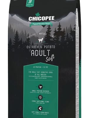 4015598015653.jpg 12 kg.  Chicopee HNL Soft teraviljavaba poolpehme täissööt jaanalinnuliha & kartuliga täiskasvanud koertele