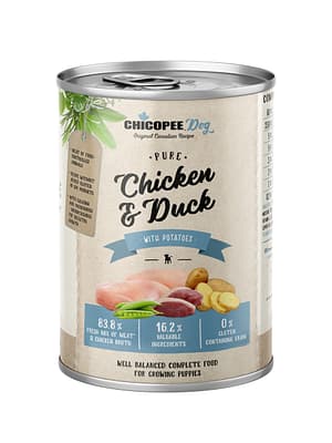 4015598019040.jpg 400 gr. Chicopee Junior Pure konservsööt kutsikatele kana-ja pardilihaga