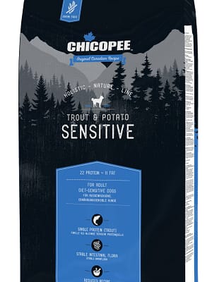 4015598022989.jpg 12 kg. Chicopee HNL Sensitive teraviljavaba täissööt tundliku seedimisega täiskasvanud koertele forelli & kartuliga