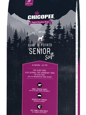 4015598023016.jpg 12 kg. Chicopee HNL Soft Senior teraviljavaba poolpehme täissööt eakatele või ülekaalulistele täiskasvanud koertele kitseliha & kartuliga