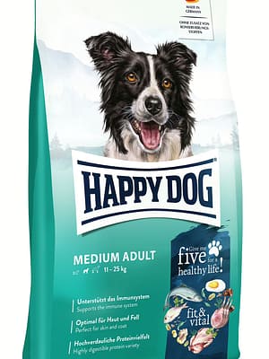 01_FV-MediumAdult-VS 12 kg. Happy Dog fit & vital Medium Adult gluteenivaba täissööt keskmist kasvu täiskasvanud koertele