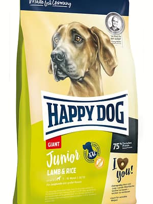 01_Junior-Giant-LammReis-VS 15 kg. Happy Dog Junior Giant gluteenivaba täissööt suurt kasvu juuniorkoertele lambaliha & riisiga
