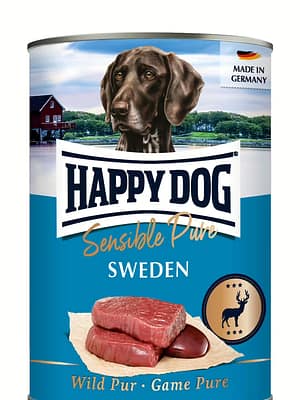 01_Sensible-Pure-Schweden_400g_1920x1920 6 x 400 gr. Happy Dog Sensible Pure Sweden teraviljavaba konservsööt täiskasvanud koertele ulukilihast