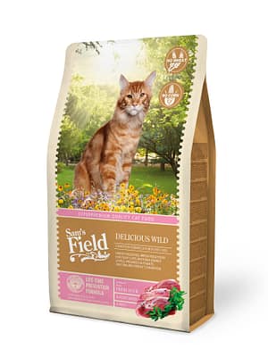 8595602511969.jpg 2,5 kg. Sam's Field Delicious Wild täistoit valivatele gurmaanidest kassidele