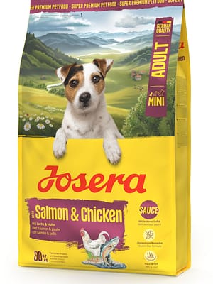 josera-mini-adult-salmon-chicken-10-kg 10 kg. Josera Mini Salmon & Chicken gluteenivaba täissööt väikest kasvu täiskasvanud koertele lõhe & kanaga